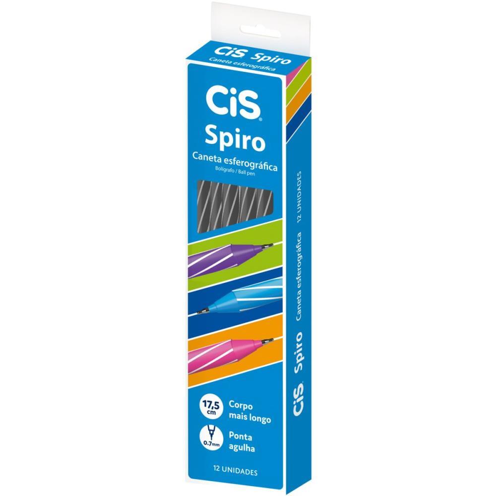 CANETA ESFEROGRAFICA CIS SPIRO 0,7MM PRETA SERTIC CX.C/12