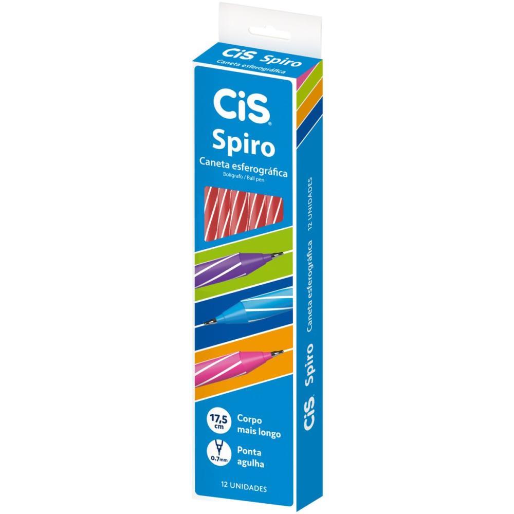 CANETA ESFEROGRAFICA CIS SPIRO 0,7MM VERMELHA SERTIC CX.C/12