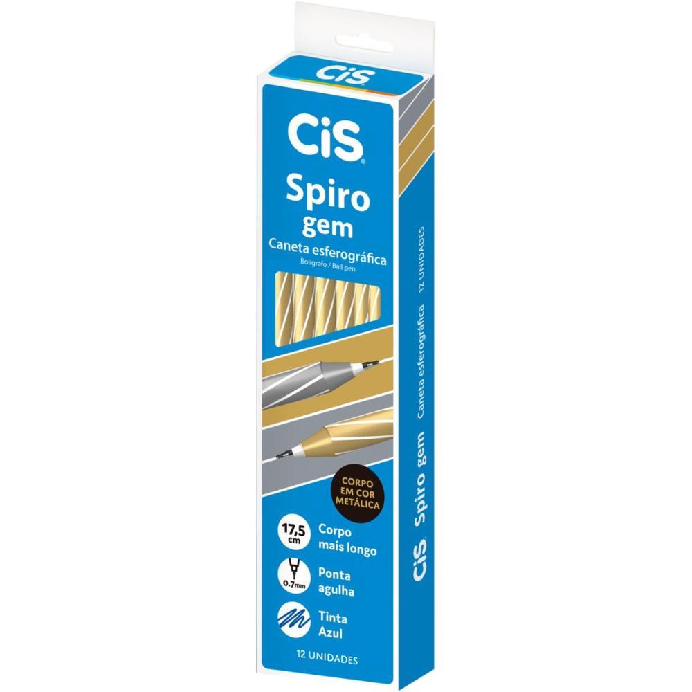 CANETA ESFEROGRAFICA CIS SPIRO GEM 0,7MM AZUL SERTIC CX.C/12