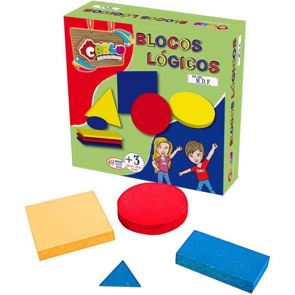 BRINQUEDO PEDAGOGICO MADEIRA BLOCOS LOGICOS 48 PCS CARLU UNIDADE