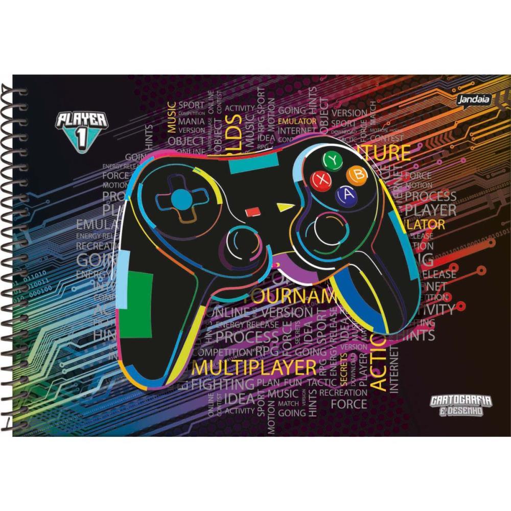CADERNO DESENHO UNIV CAPA DURA PLAYER 1 80FLS. JANDAIA PCT.C/04