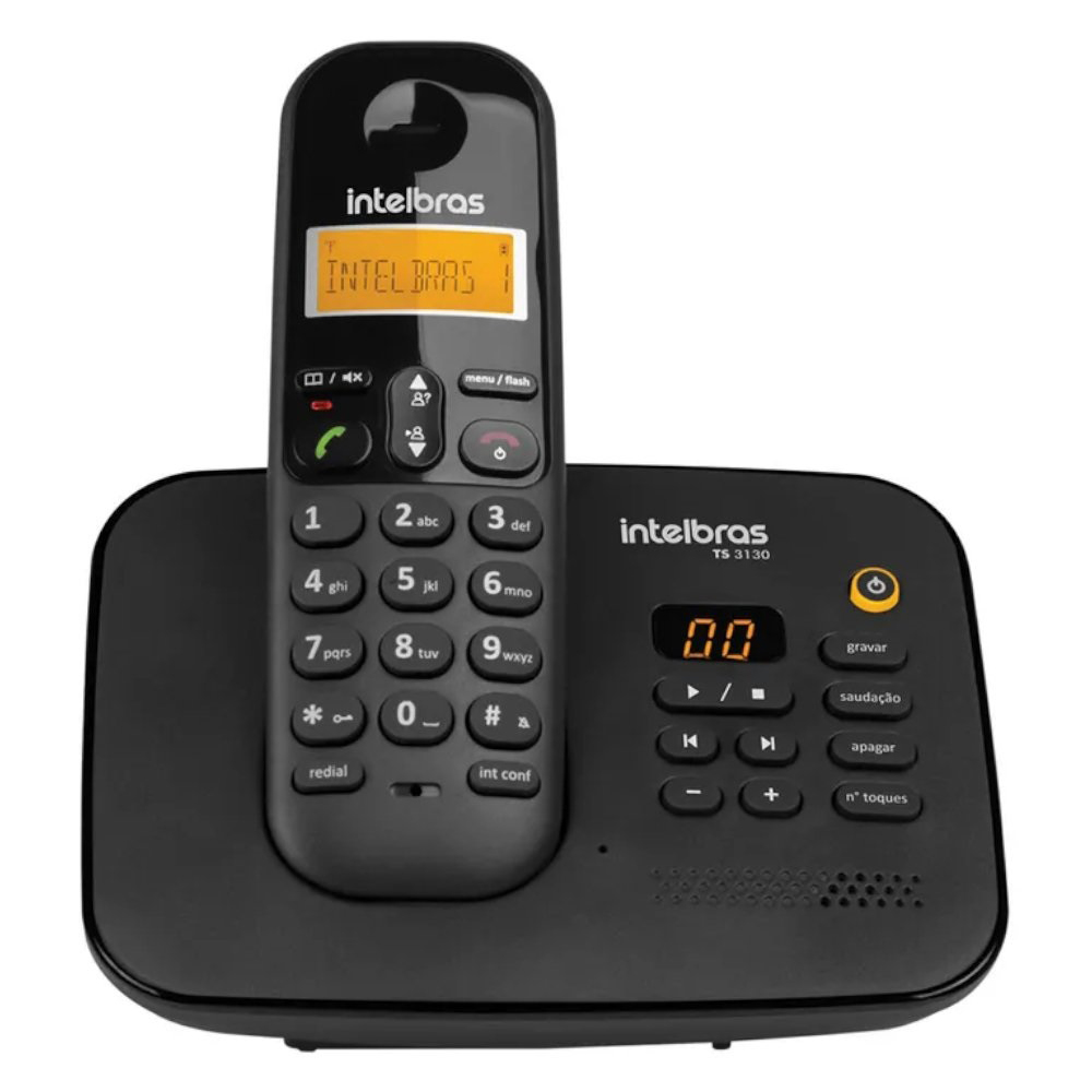 TELEFONE INTELBRAS ID TS 3130 4123130 SEM FIO DIGITAL PRETO