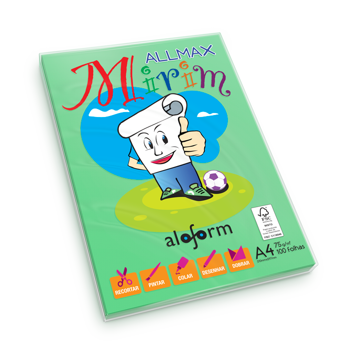 Papel A4 Allmax Mirim Verde C/100Fls