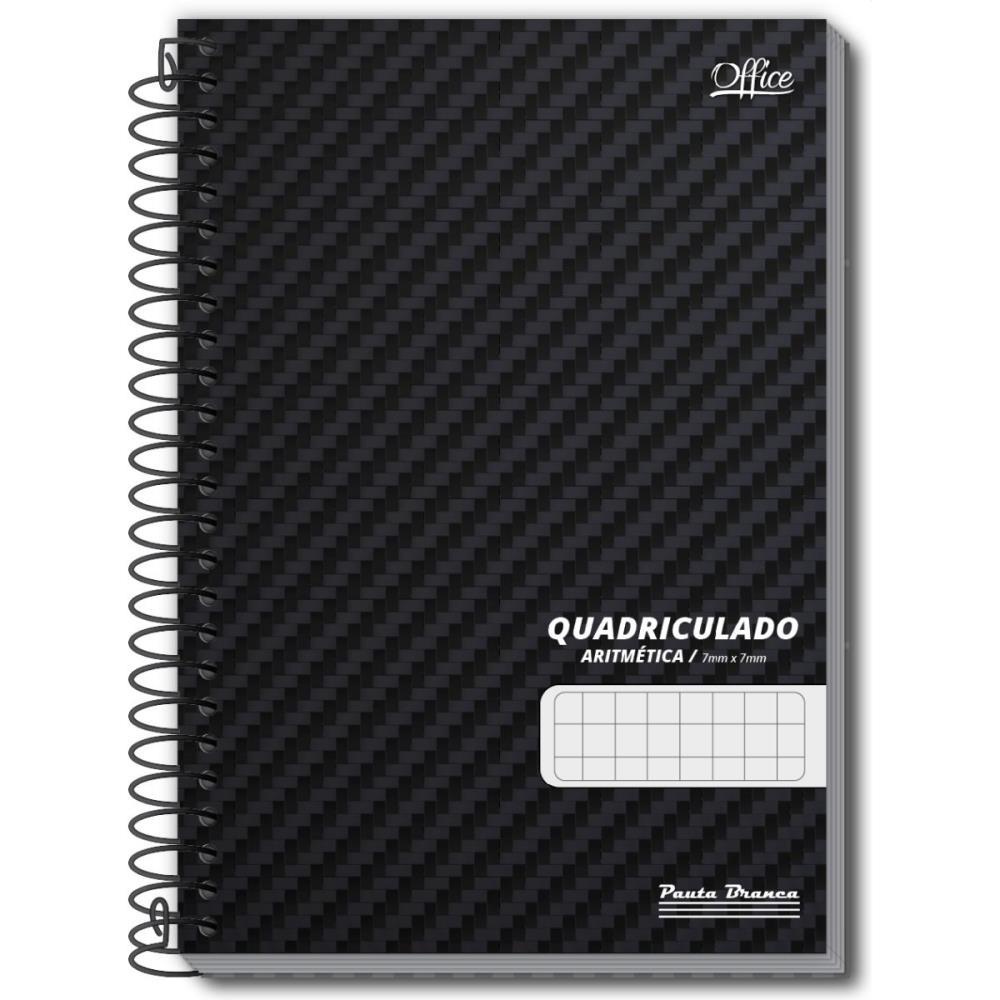 CADERNO QUADRICULADO 1/4 7X7MM 80F ESPIRAL OFFICE CD PAUTA BRANCA PCT.C/05