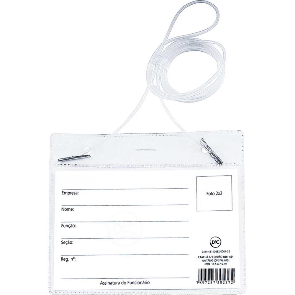 CRACHA COM CORDAO PVC 11,5X7,5 CM.(0,15) DAC PCT.C/50