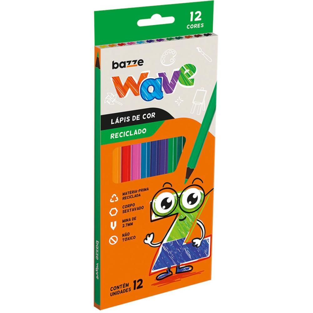 LAPIS DE COR SEXTAVADO BAZZE WAVE RECICLADO 12 CORES SUMMIT PCT.C/12