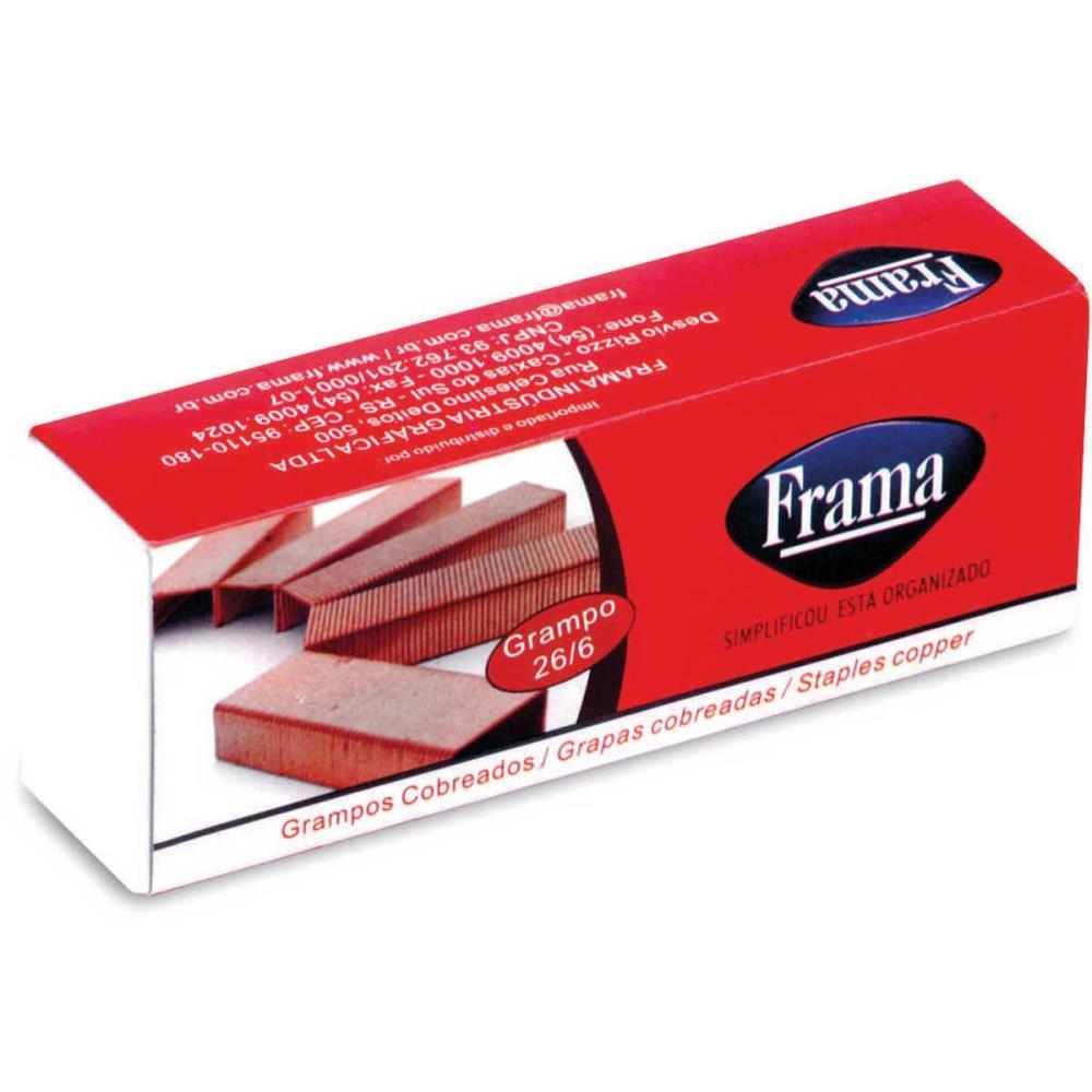 GRAMPO PARA GRAMPEADOR 26/6 COBREADO 5000 GRAMPOS FRAMA CAIXA