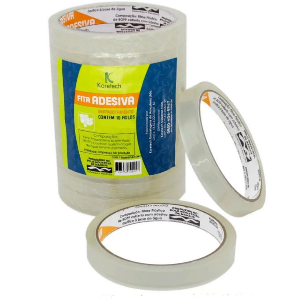 FITA ADESIVA KORETECH 12MM X 40M TRANSPARENTE