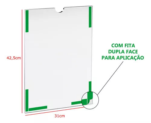 DISPLAY SUPORTE FOLHA A3 PARA PAREDE + VHB UNIDADE ACRILZANO ACRILICOS