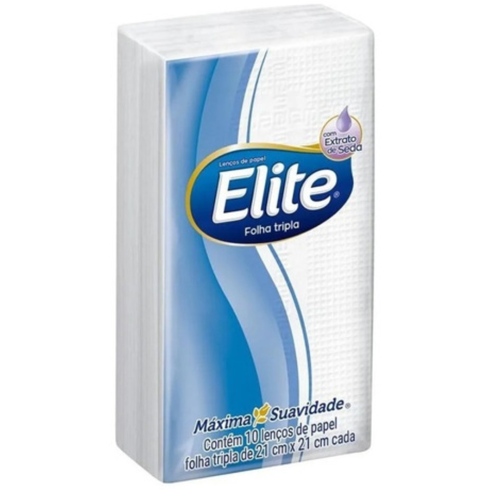 LENÇO DE PAPEL FOLHA TRIPLA COM 10 LENÇOS ELITE PCT C/6 UNIDADE