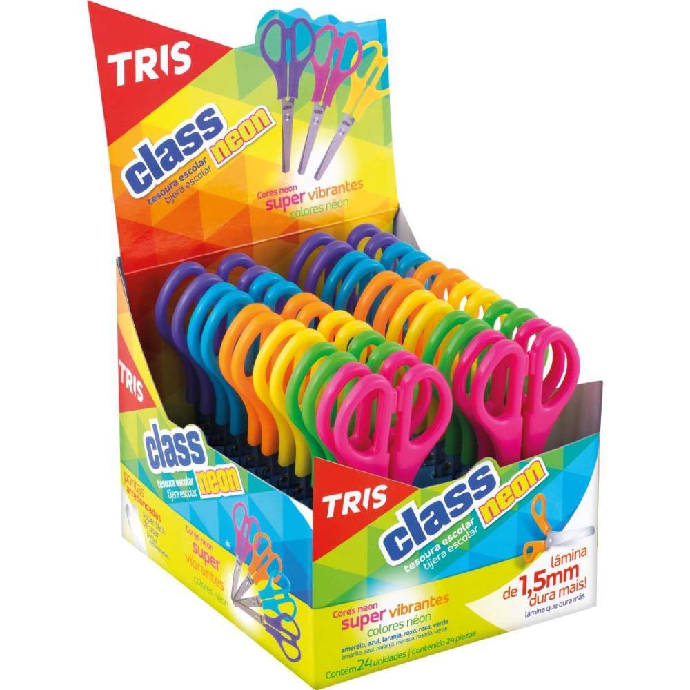 TESOURA ESCOLAR TRIS CLASS NEON 13CM. CORES SO SUMMIT DP.C/24
