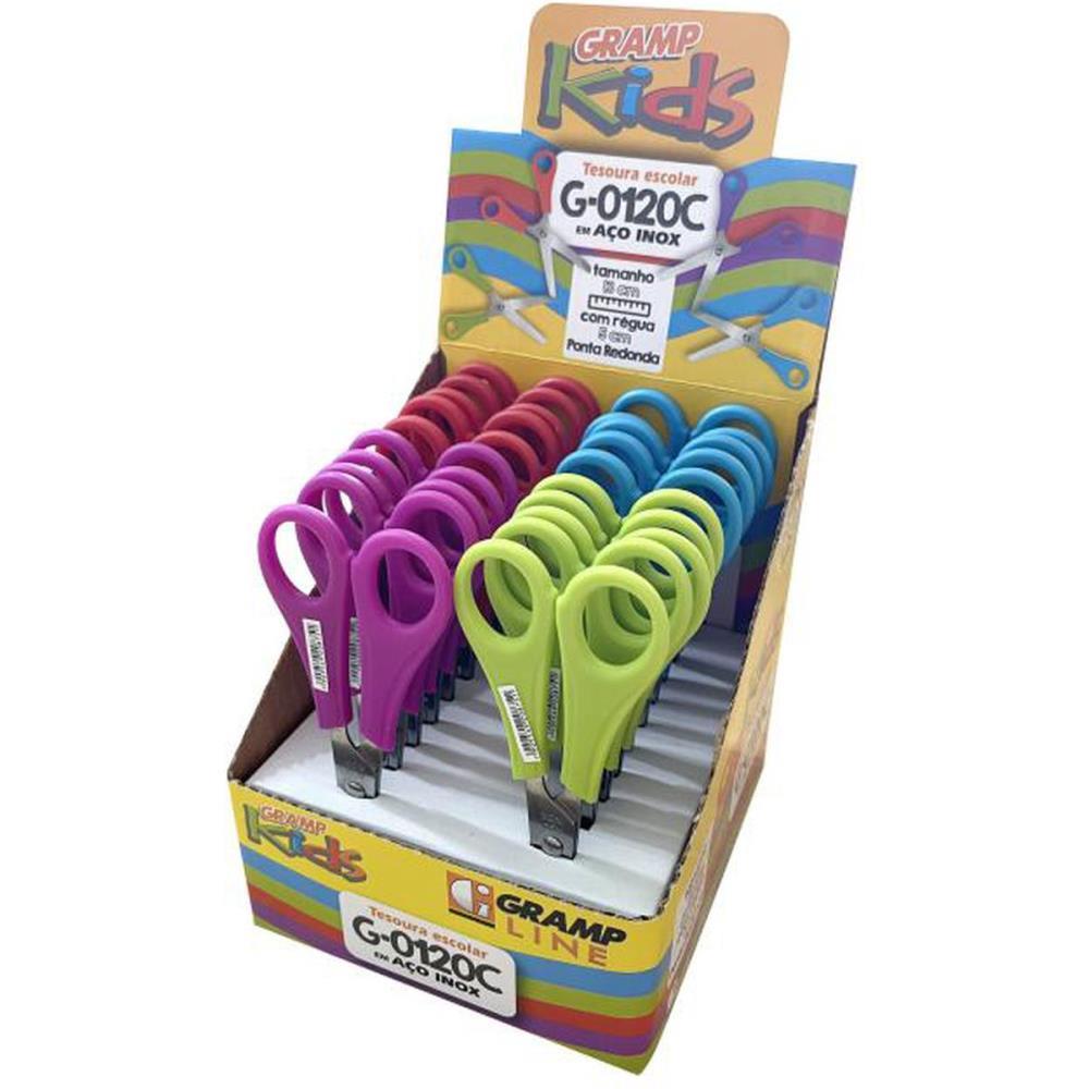 TESOURA ESCOLAR G-0120 CORES (S) 13CM GRAMP LINE CX.C/20