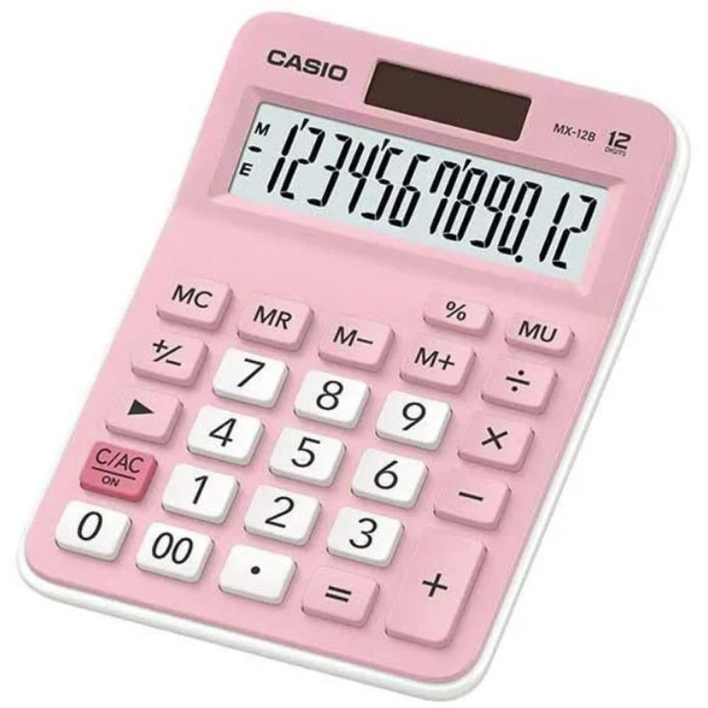 CALCULADORA DE MESA 12 DIG. ROSA SOLAR/BATERIA CASIO UNIDADE