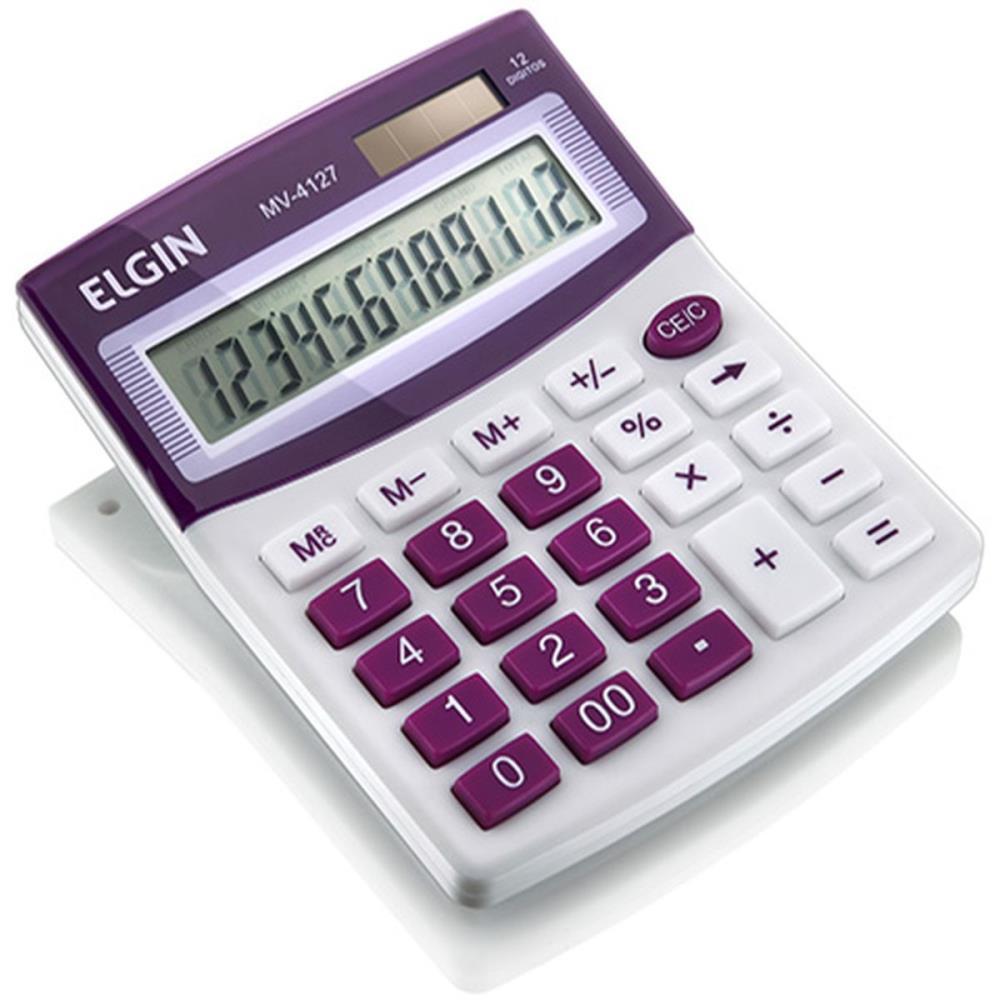 CALCULADORA DE MESA 12 DIGITOS MV4127 ROXA ELGIN UNIDADE