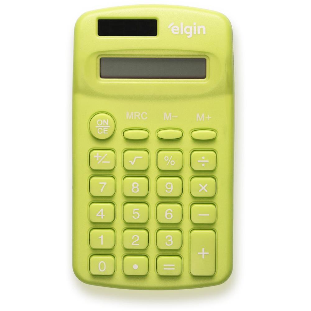 CALCULADORA DE BOLSO 8 DIGITOS CB1485V SOLAR VERDE ELGIN UNIDADE