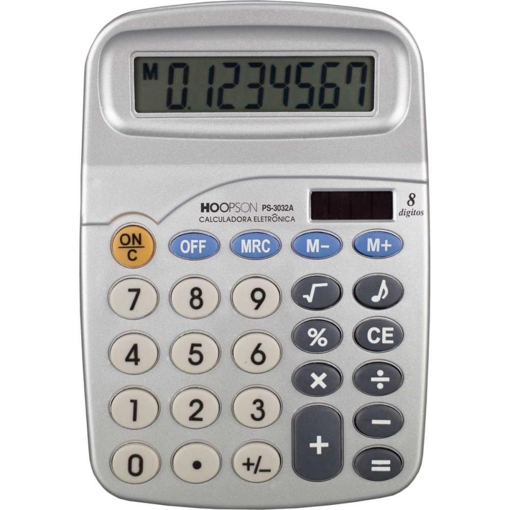 CALCULADORA DE MESA 8DIGITOS BATERIA CINZA HOOPSON UNIDADE