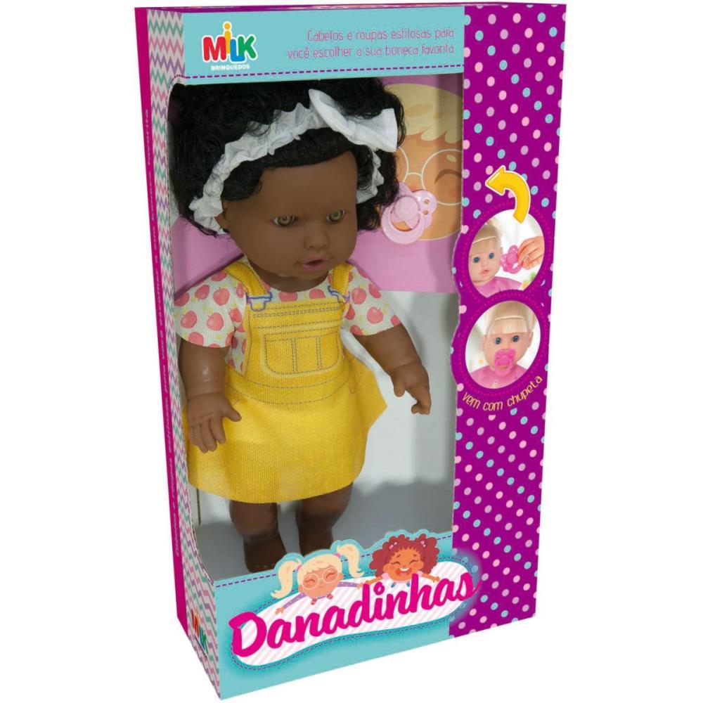 BONECA DANADINHA NEGRA 33CM MILK UNIDADE