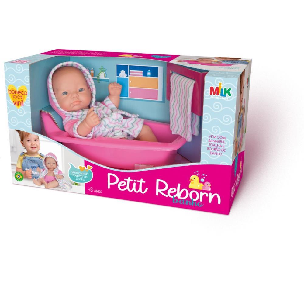 BONECA PETIT REBORN BANHO 25CM MILK UNIDADE