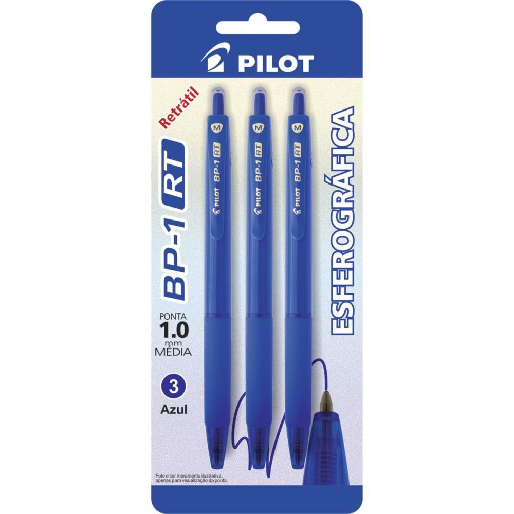 CANETA ESFEROGRAFICA BP-1 RETRATIL 1.0 AZUL PILOT BL.C/03