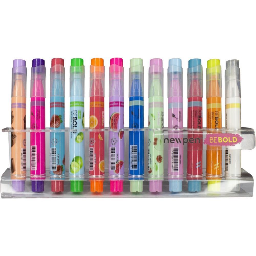 CANETA MARCA TEXTO BEBOLD FRUITS 12 CORES DISPLAY NEWPEN DISPLAY