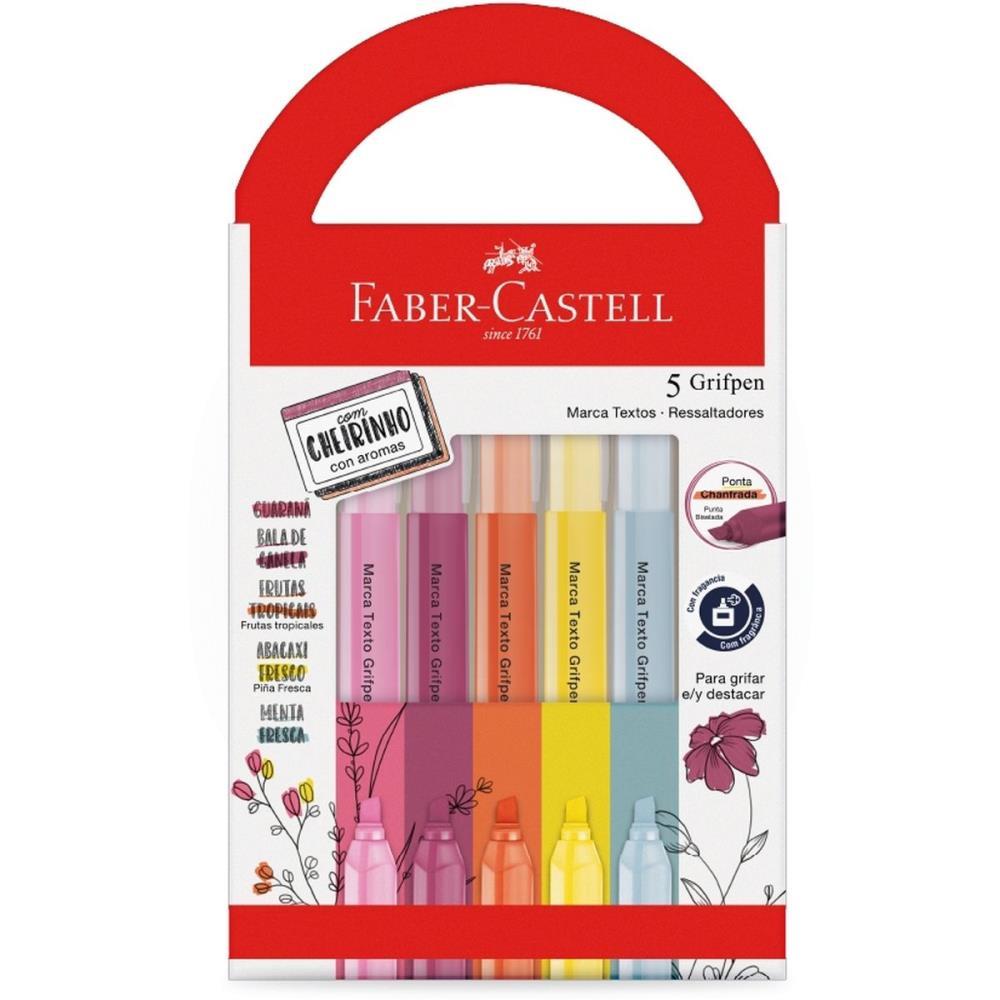 CANETA MARCA TEXTO GRIFPEN 5 CORES C/CHEIRINHO FABER-CASTELL PCT.C/06