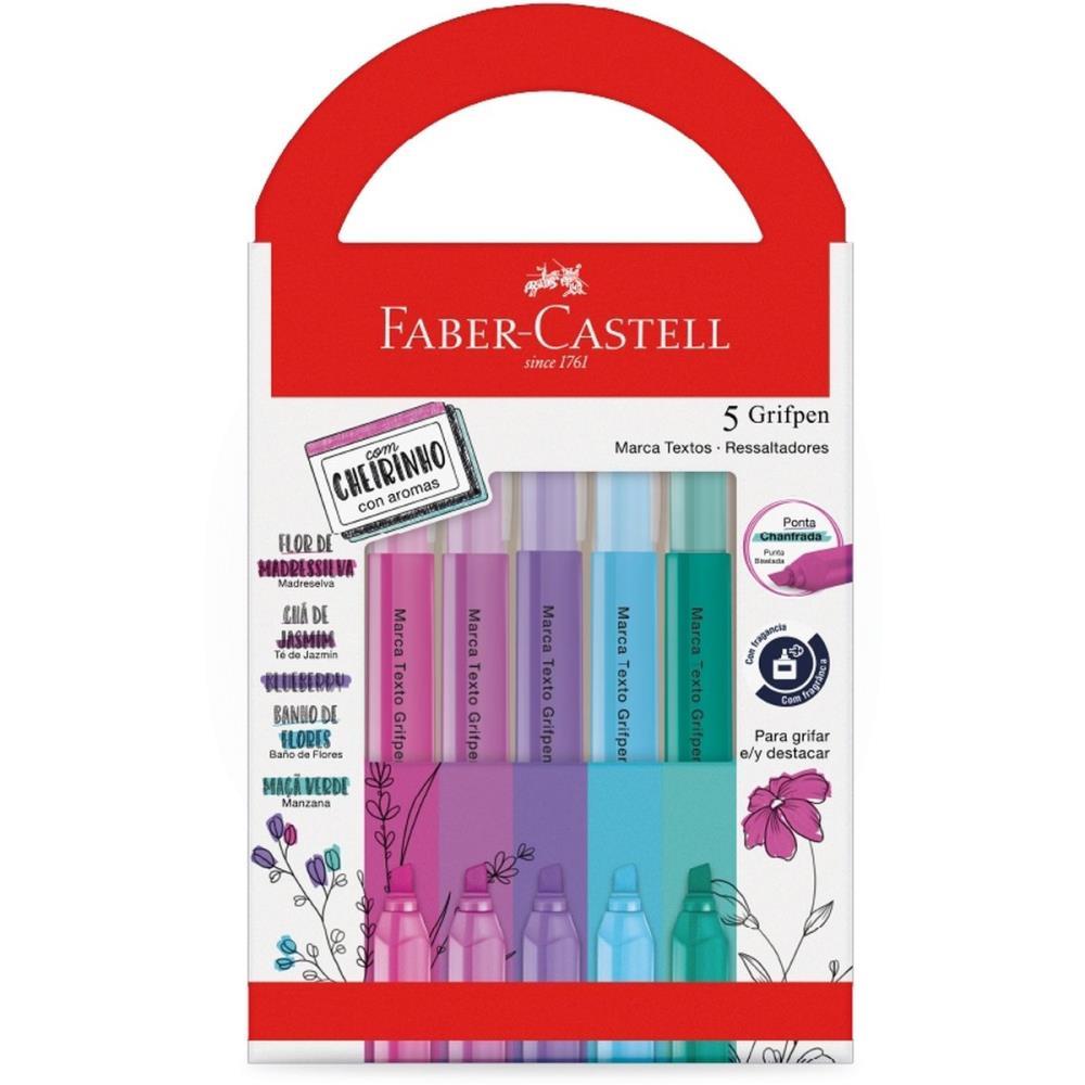 CANETA MARCA TEXTO GRIFPEN 5 CORES C/CHEIRINHO FABER-CASTELL PCT.C/06