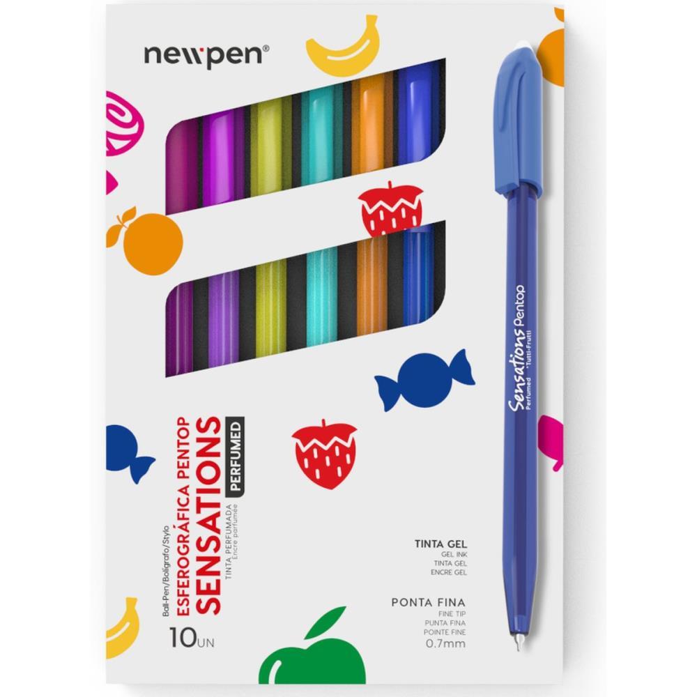 CANETA ESFEROGRAFICA SENSATIONS 10 CORES PERFUMADAS NEWPEN ESTOJO
