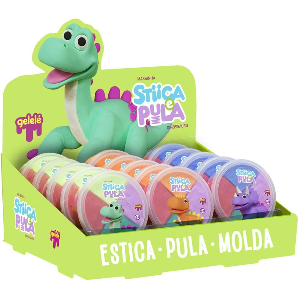 MASSA PARA MODELAR CRIATIVA STICA E PULA DINO 4CORES (S) DOCE BRINQUEDO DP.C/15
