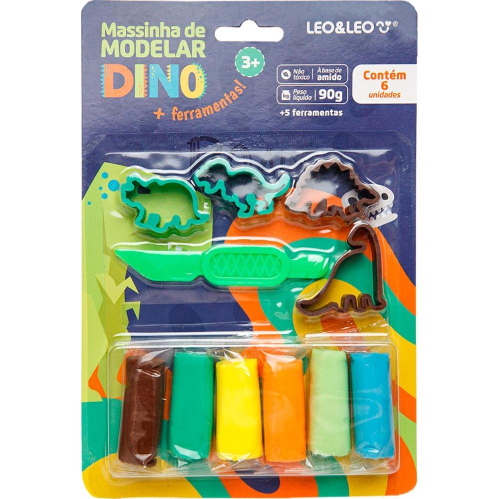 MASSA PARA MODELAR CRIATIVA DINO 6CORES + 5 PECAS LEONORA KIT