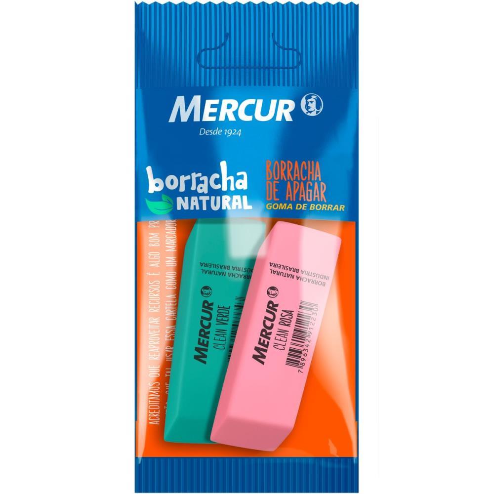BORRACHA COLORIDA CLEAN 1VERDE/1ROSA C/02 MERCUR CX.C/12