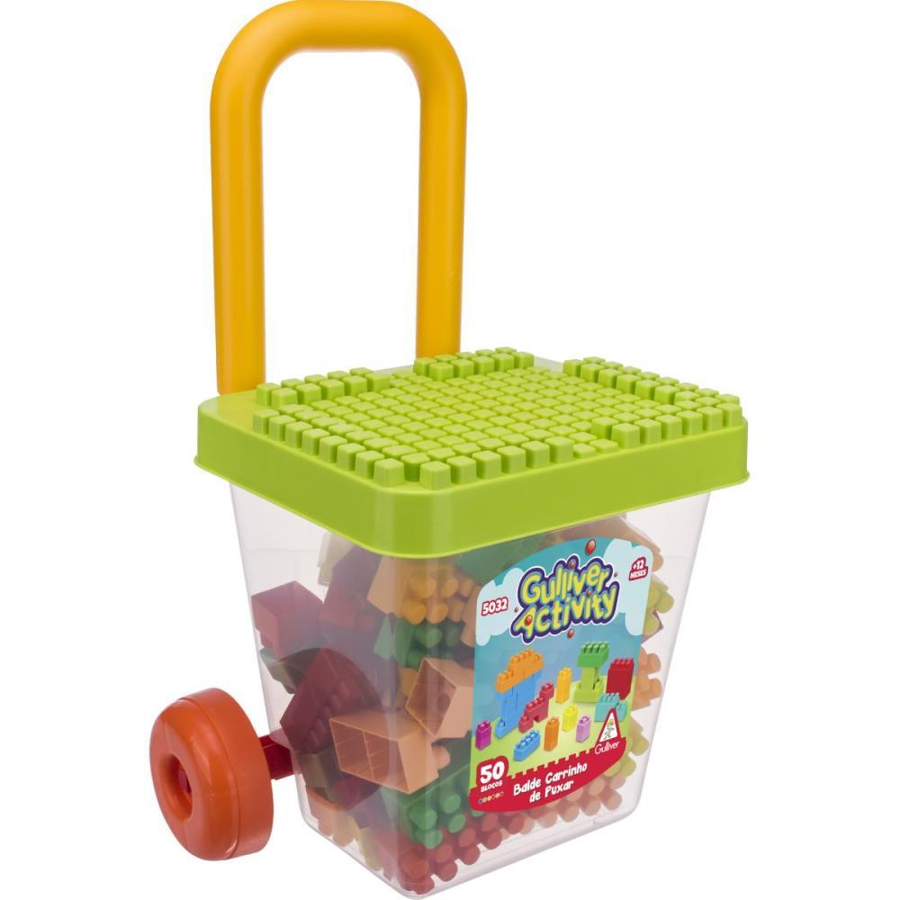 BRINQUEDO PARA MONTAR BALDE CARRINHO DE PUXAR 50PCS GULLIVER UNIDADE