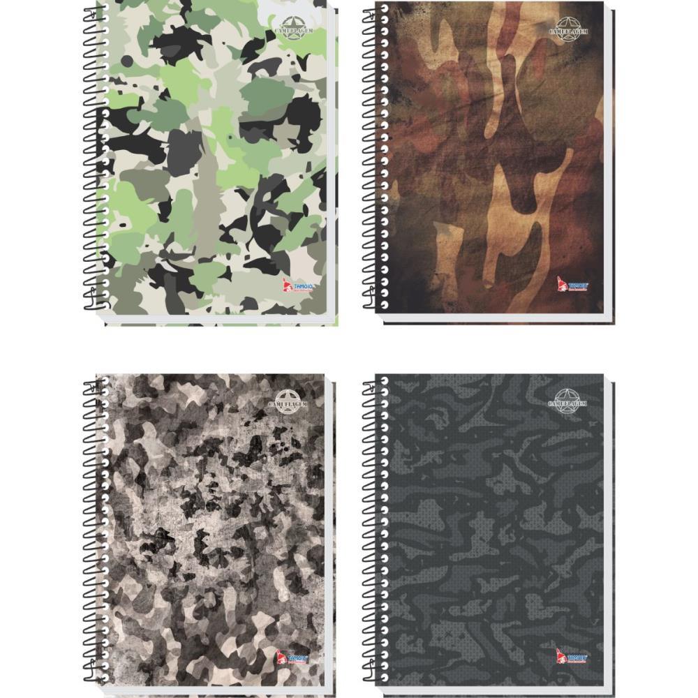 CADERNO ESPIRAL 1/4 CAPA DURA CAMUFLAGEM 96 FOLHAS TAMOIO PCT.C/04
