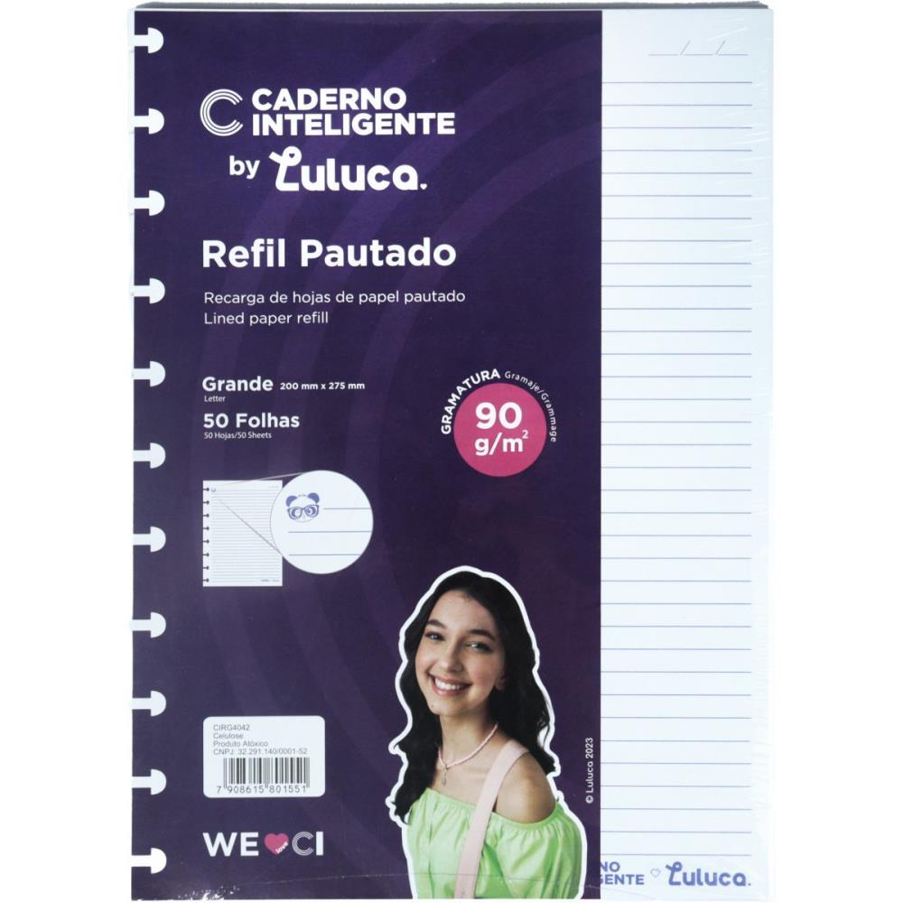 CADERNO INTELIGENTE REFIL GRANDE BY LULUCA PAUT. 90G 50F CADERNO INTELIGENTE PACOTE