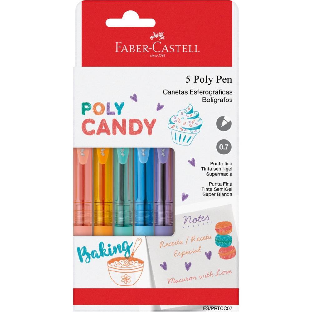 CANETA ESFEROGRAFICA POLY PEN CANDY 5 CORES FABER-CASTELL PCT.C/06