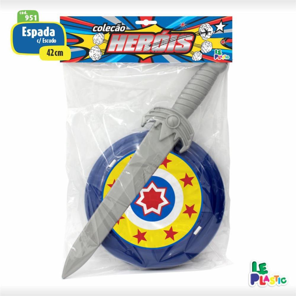 FANTASIA ACESSORIO ESPADA C/ ESCUDO HEROIS 42CM LEPLASTIC UNIDADE