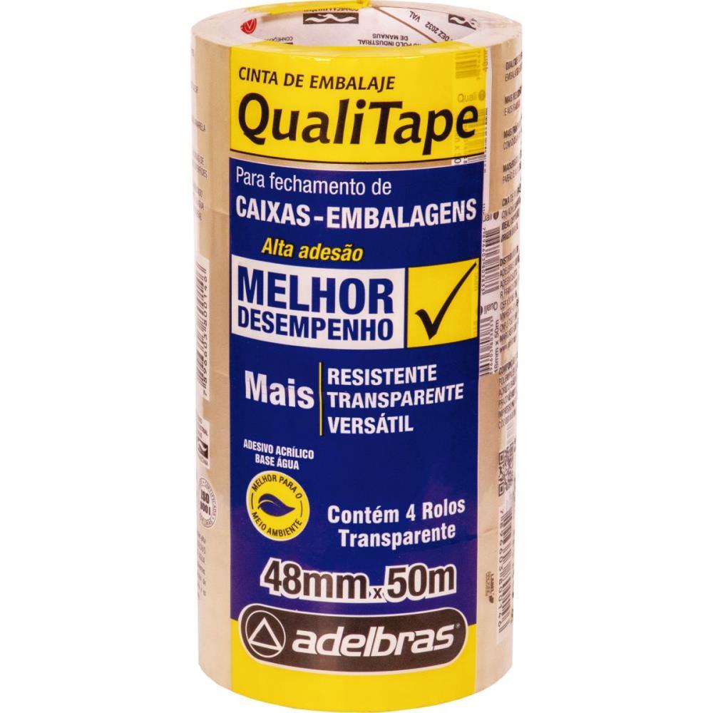 Fita para Empacotamento Qualitape 48Mm X 50M Transp. Adelbras Pct.c/4