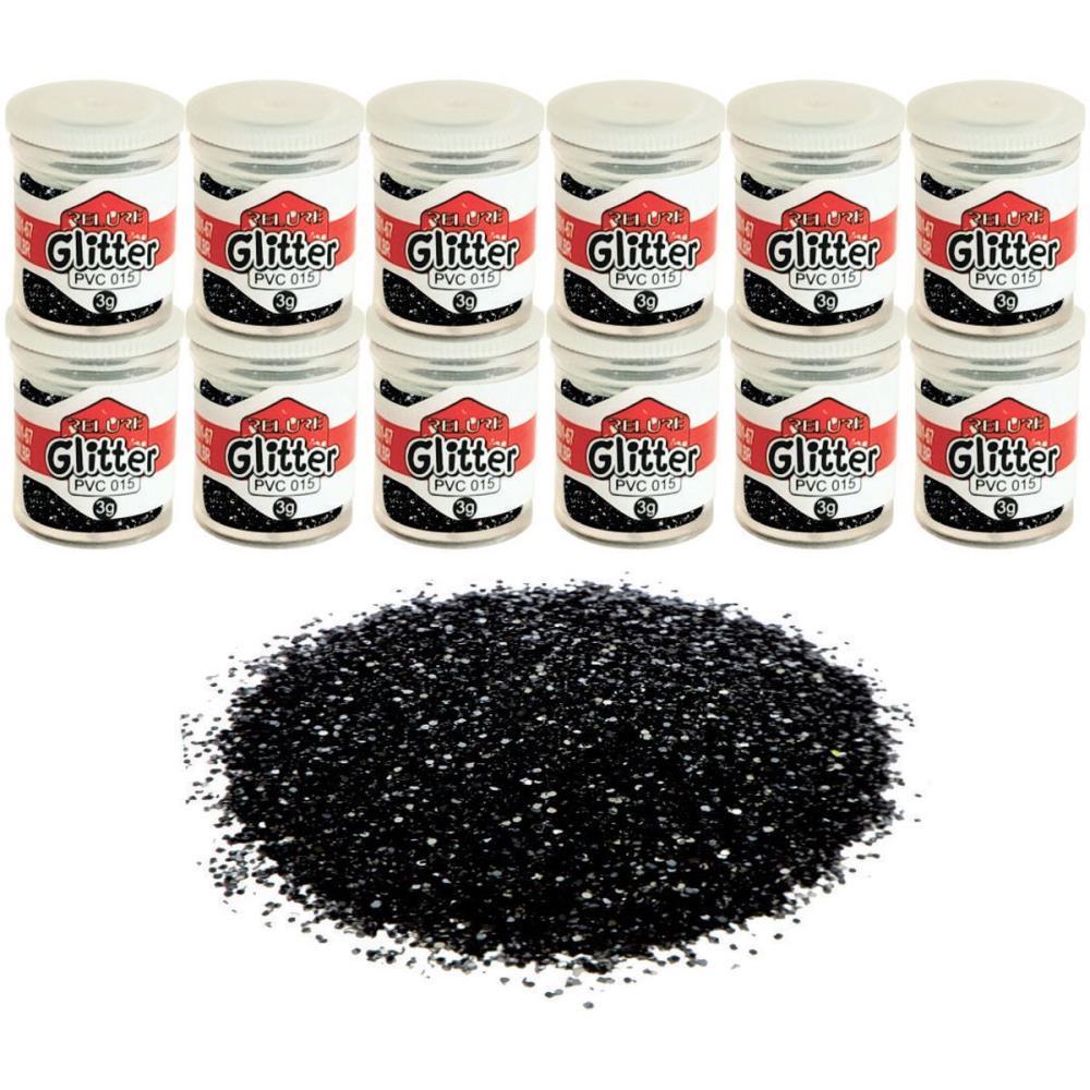 GLITTER PVC PRETO POTES 3G. HONEY PCT.C/12