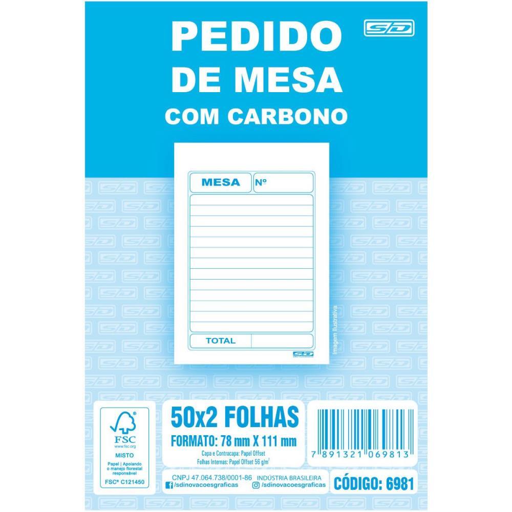 IMPRESSO TALAO DE PEDIDO MESA 2 VIAS 50 FOLHAS CARBONO SD INOVACOES PCT.C/20