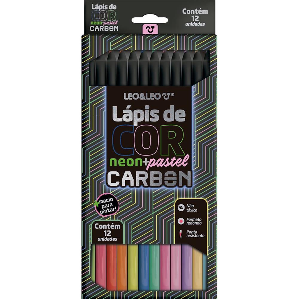 LAPIS DE COR REDONDO CARBON LINE 12COR. NEON/PASTEL LEONORA PCT.C/6