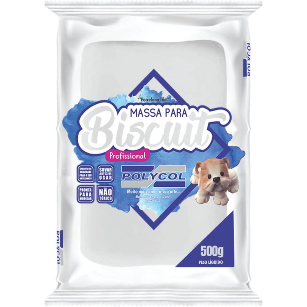 MASSA DE PORCELANA FRIA BISCUIT 500G NATURAL POLYCOL UNIDADE
