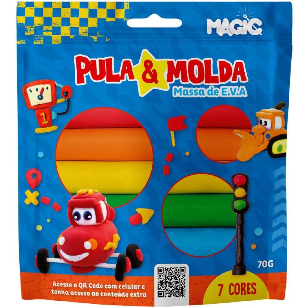 MASSA PARA MODELAR CRIATIVA CARROS 7CORES 70G PULA E MOLDA MAGIC KIDS UNIDADE