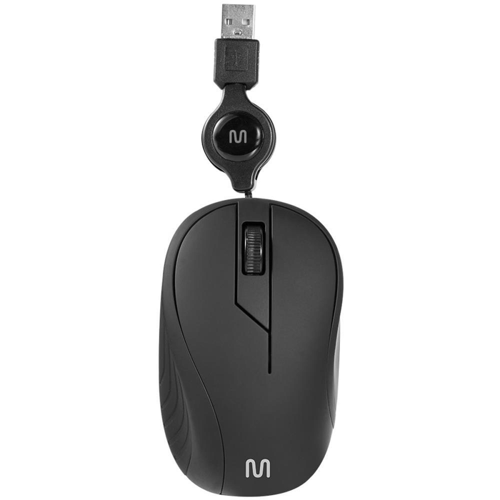MOUSE OPTICO USB 1200DPI 3BOTOES RETRATIL PRETO MULTI UNIDADE