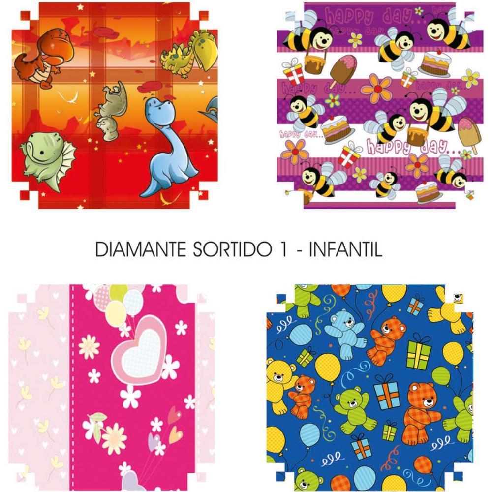PAPEL PRESENTE 60X96CM COUCHE LINHA DIAMANTE INFANTIL 4MOD. V.M.P. PCT.C/40