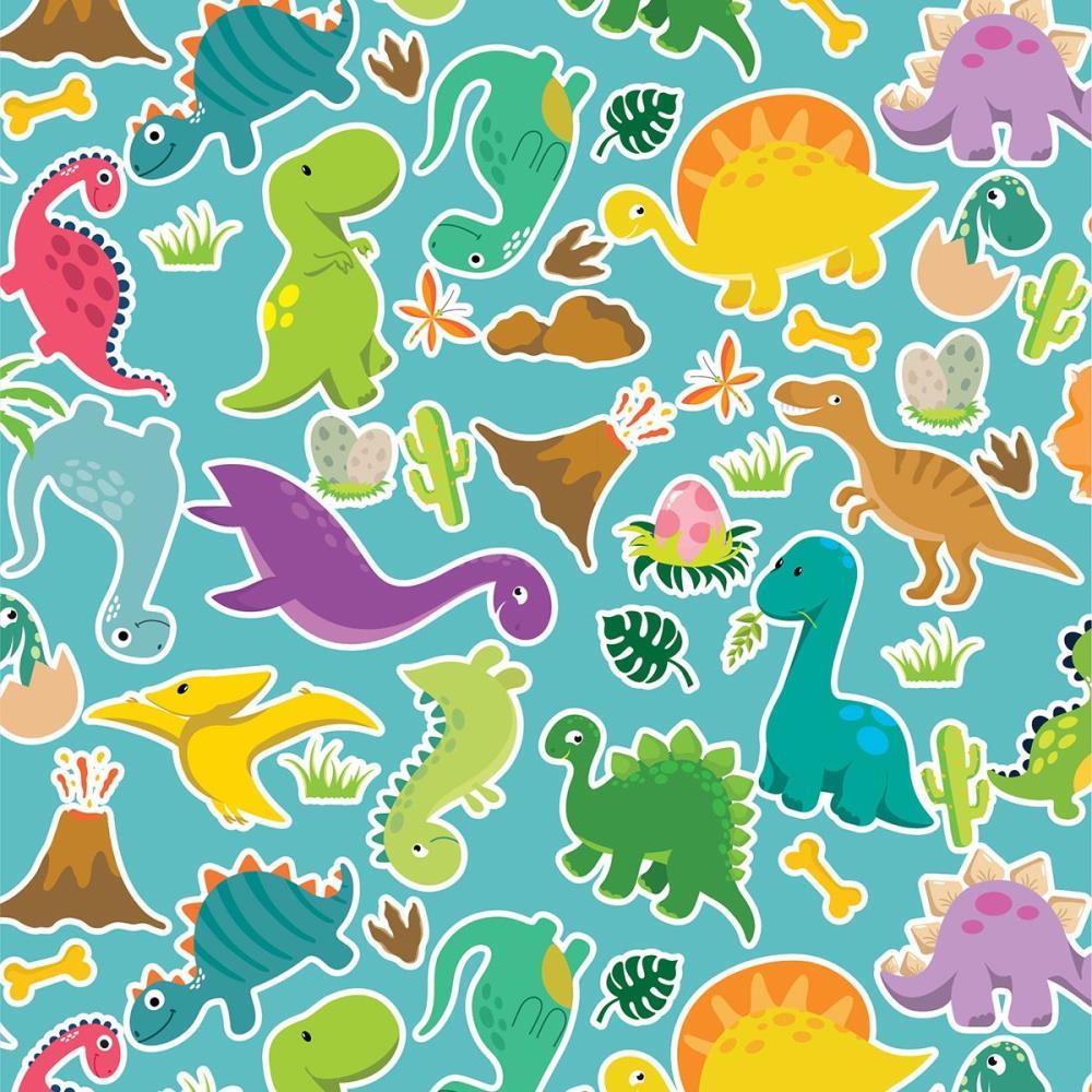 PAPEL PRESENTE BOBINA COUCHE 60CM. MOD.142 DINOSSAUROS GESSELE BO-100MTS