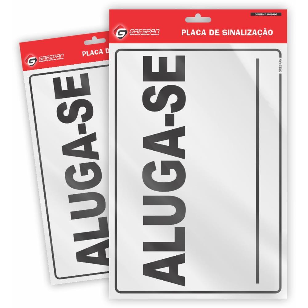 PLACA DE SINALIZACAO ALUGA-SE 20X30CM. GRESPAN PCT.C/05