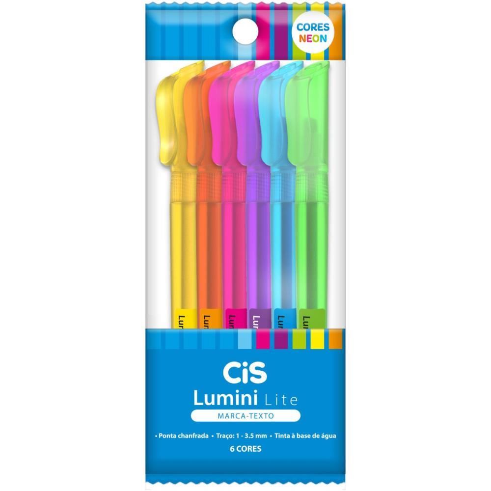 CANETA MARCA TEXTO CIS LUMINI LITE 6 CORES NEON SERTIC ESTOJO