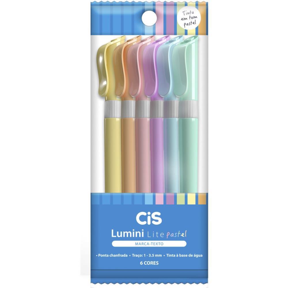 CANETA MARCA TEXTO CIS LUMINI LITE 6 CORES PASTEL SERTIC ESTOJO