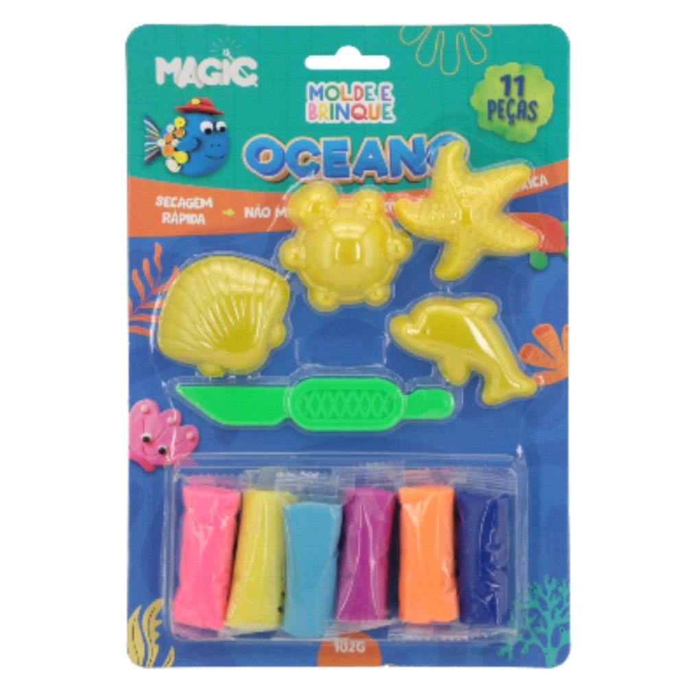 MASSA PARA MODELAR CRIATIVA OCEANO 11PCS MOLDE E BRINQUE MAGIC KIDS UNIDADE