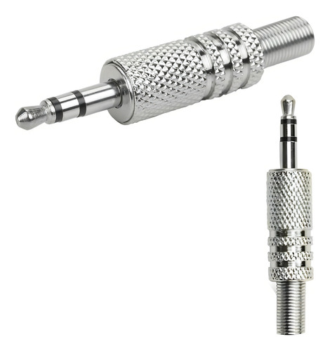 Plug Conector P2 Estéreo Profissional Reforçado Níquel - Pix Pct c/ 10Un