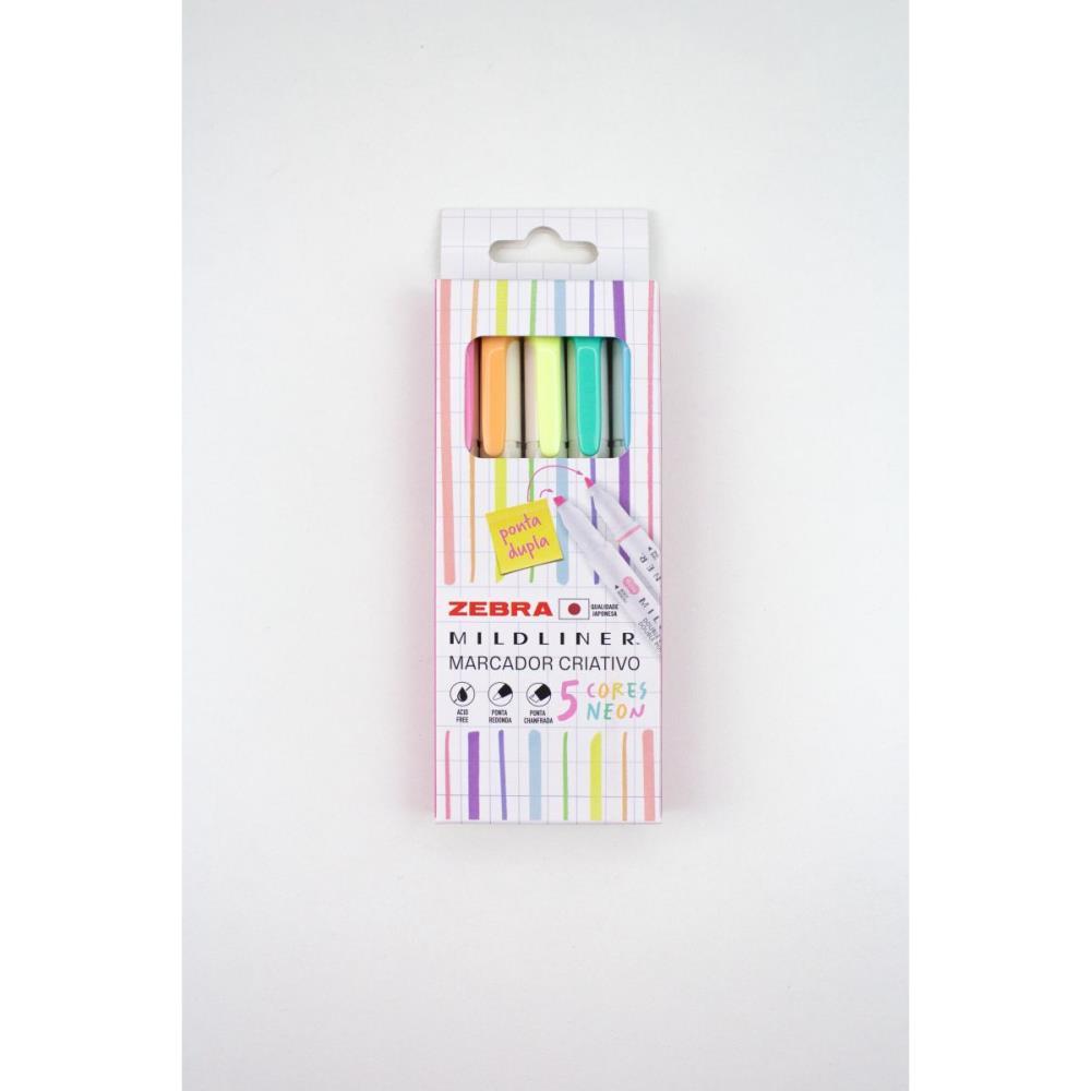 CANETA MARCA TEXTO MILDLINER 5 CORES NEON NEWPEN ESTOJO